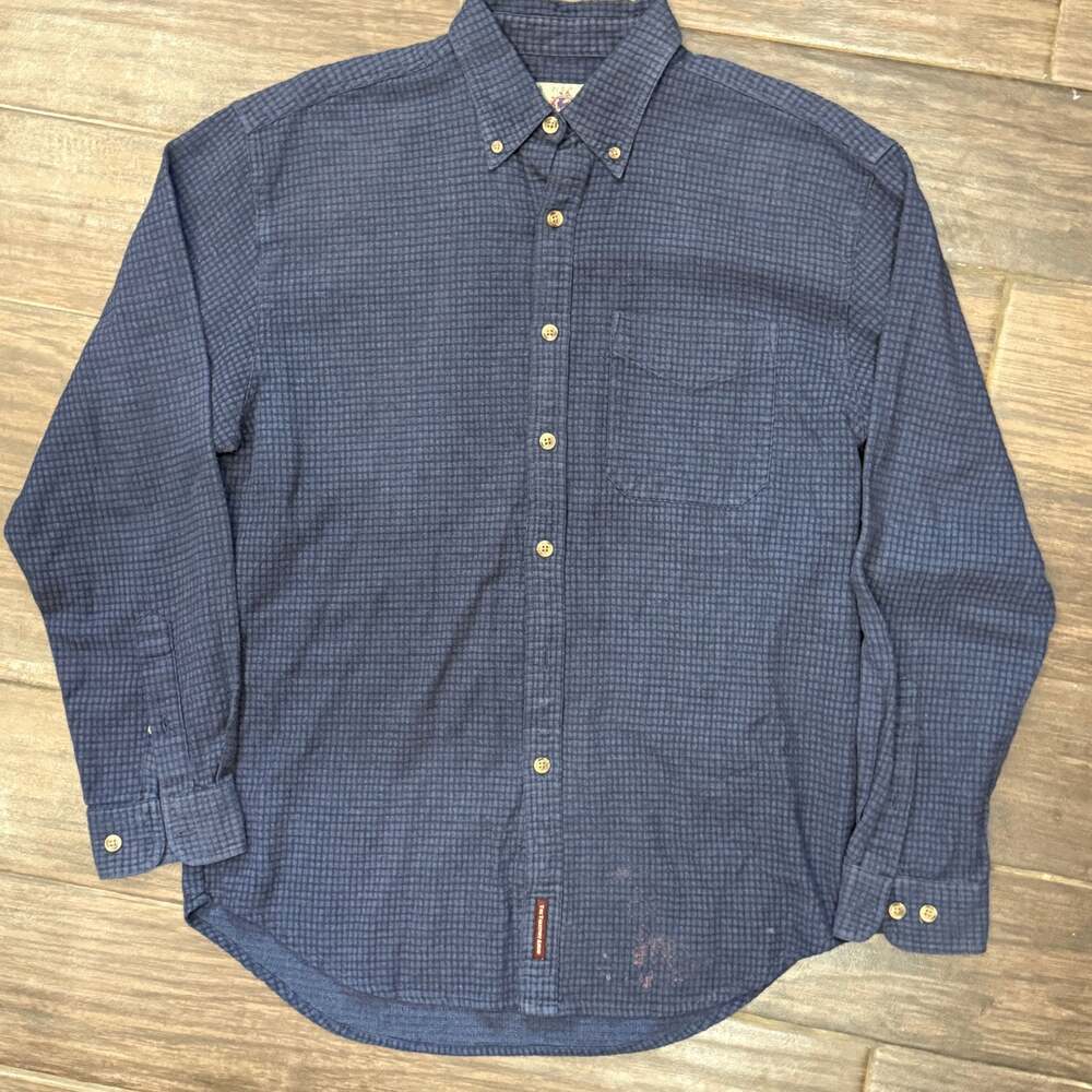 The Territory Ahead Men's M Blue Check Rayon Blend Long Sleeve Button Down Shirt